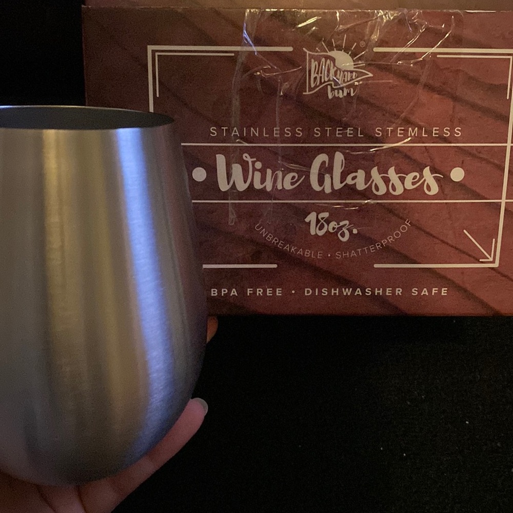 Backyard Bum Stainless Steel Stemless Wine Glasses